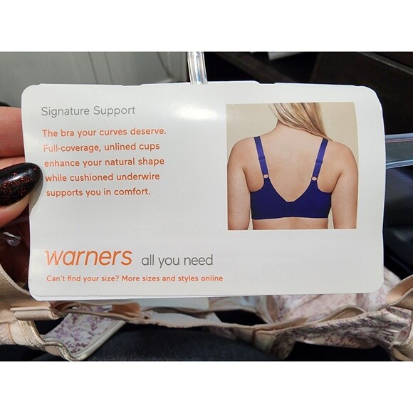 NWT Warners Signature Support Underwire Unlined Full Coverage Bra 35002A Sz 42D - Picture 8 of 8
